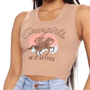 Fashion Nova Cowgirls Do It Better Cropped Tank Top